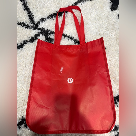 Lululemon Red Reusable Tote Bag | Logo Shopping Gym Carryall - Picture 3 of 6